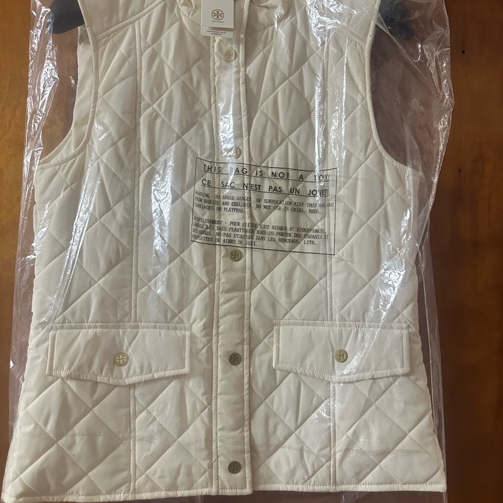Tory Burch Quilted White Vest